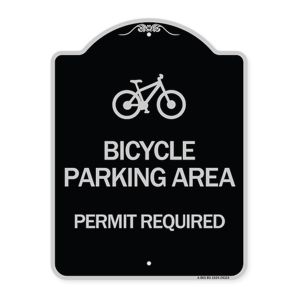 Signmission Bicycle Parking Area Permit Required W/ Graphic Heavy-Gauge Aluminum Sign, 24" x 18", BS-1824-24324 A-DES-BS-1824-24324 - main